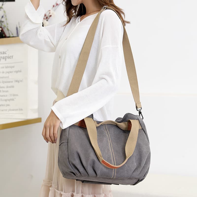 2024 Retro Trendy One Shoulder Crossbody Large Capacity Fashion Casual Handbag Simple And Versatile Canvas Bag Women's Bag