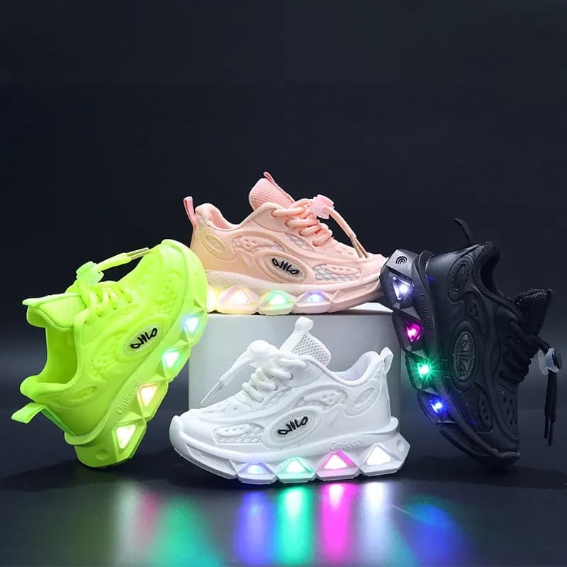 Baby 2023 Spring Autumn New Boys Girls Glow Chunky Sneakers Small And Medium Sized Kids Baby Shoes With Soft Soles