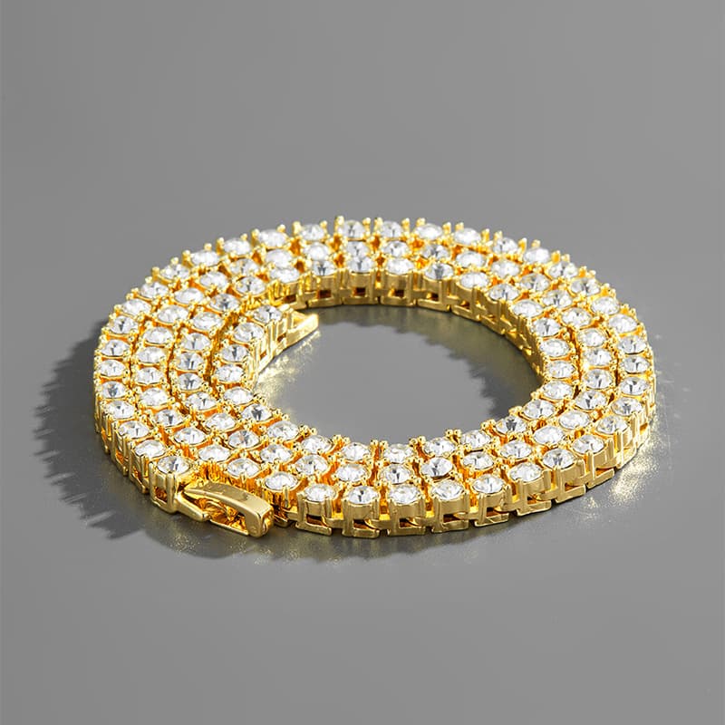 Hip Hop Tennis Chain Alloy Rhinestone Necklace 4mm Multi-Length Cuban Link Jewelry For Men & Women