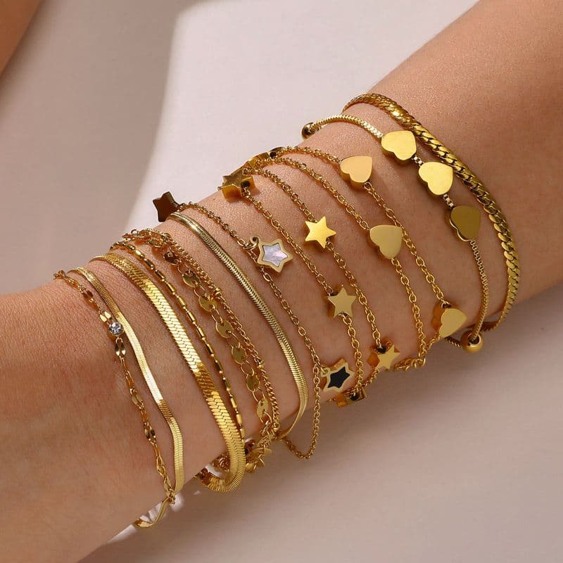 Simple Classic Style Heart Shape 201 Stainless Steel Bracelets In Bulk