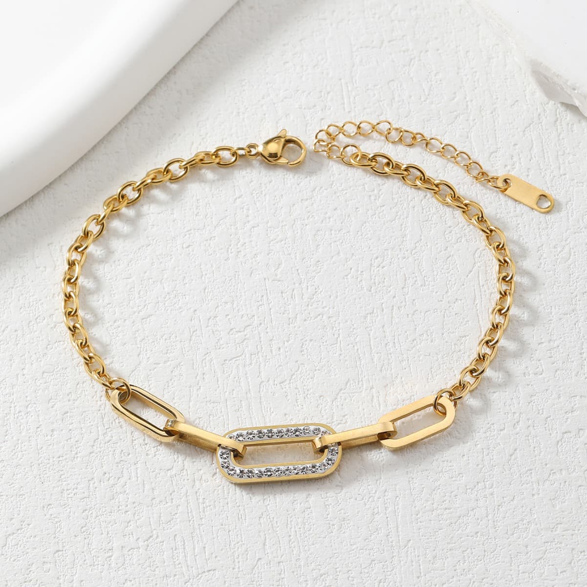 Women's Jewelry Ins Simple Fashion Handmade Chain Stainless Steel Necklace Female Retro K Gold Plated Bracelet Jewelry