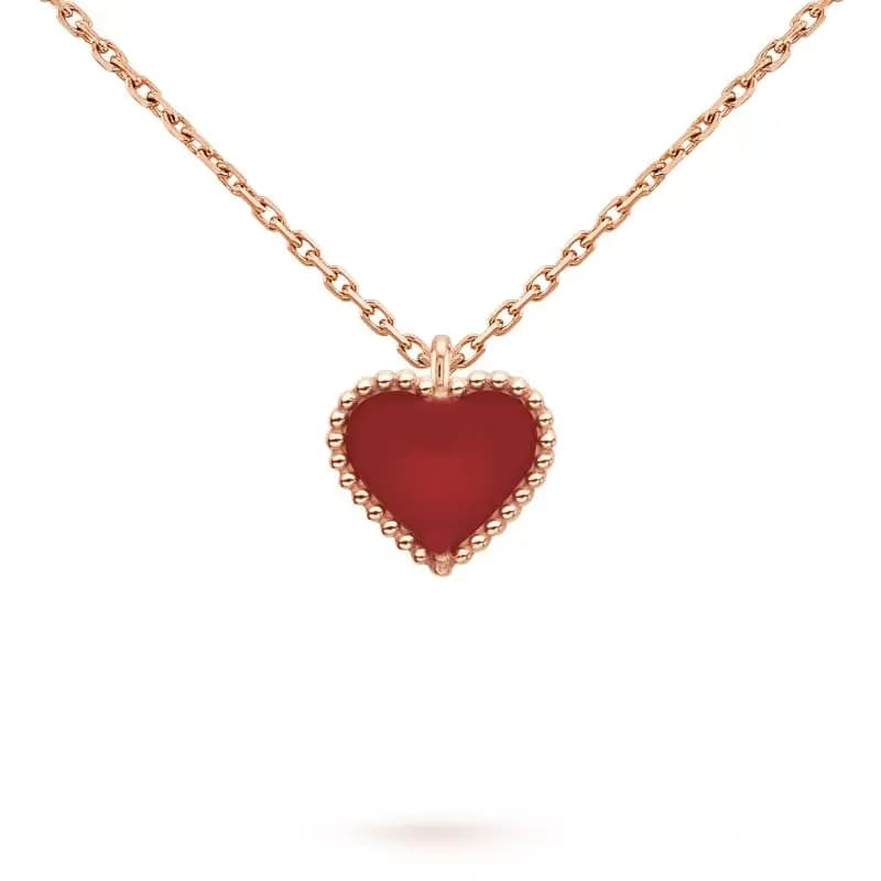 Sweet Heart Pendant Designer Jewelry Love Necklaces Four Leaf Clover Sterling Sier Rose Gold Red Heart-Shaped Necklace