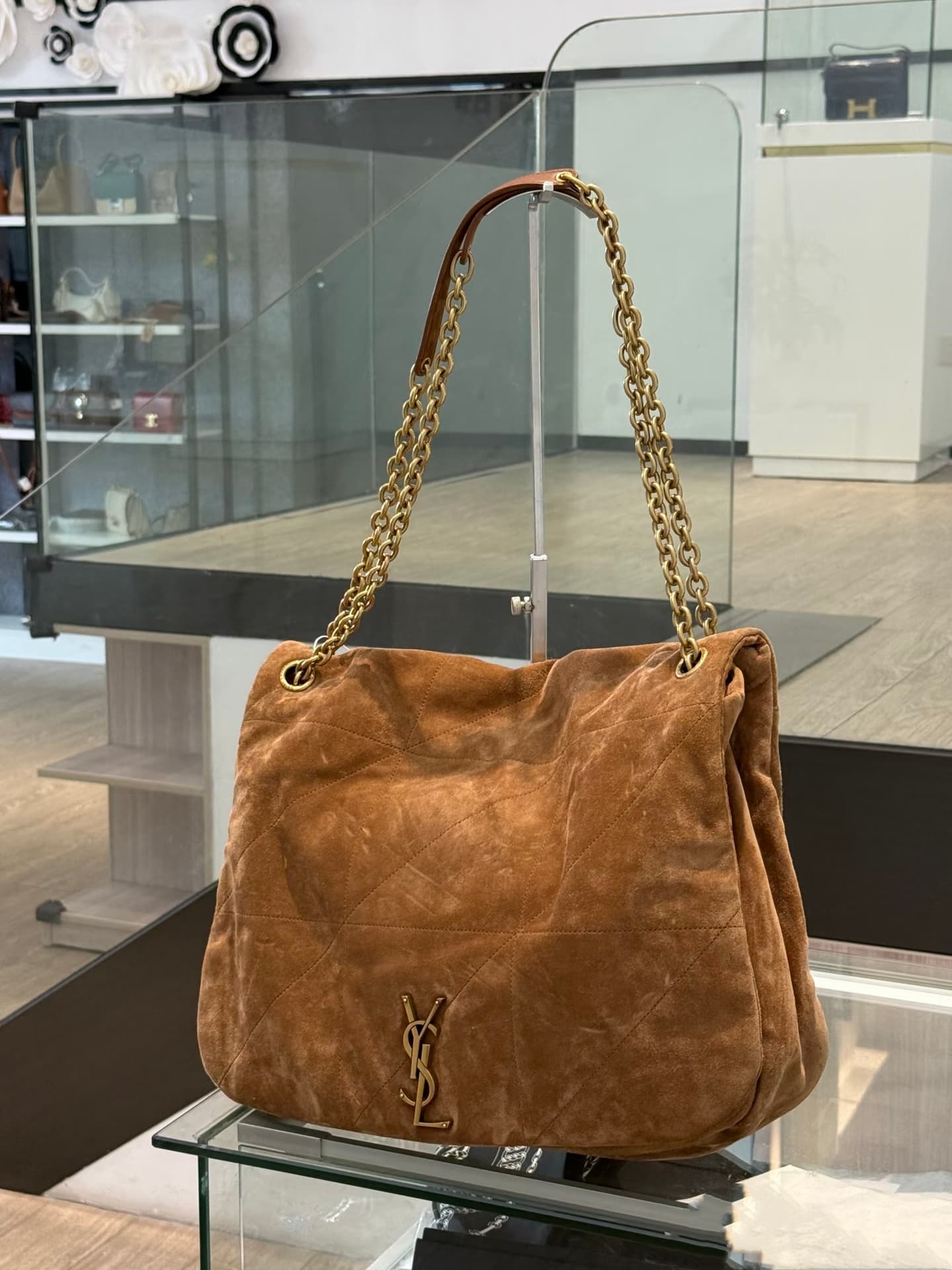 Sac cabas classique en daim grande capacité, sac de loisirs pour les trajets quotidiens, sac bandoulière multifonctionnel à chaîne, sac femme sim
