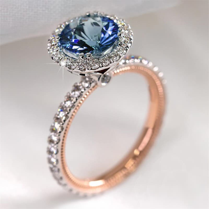 Cao Shi's New Fashion Versatile Zircon Women's with Copper Silver Plated Micro Inlaid Green Ring