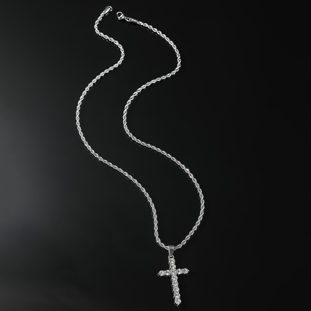 Hip-hop Cross Alloy Inlay Zircon Men's Pendant Necklace