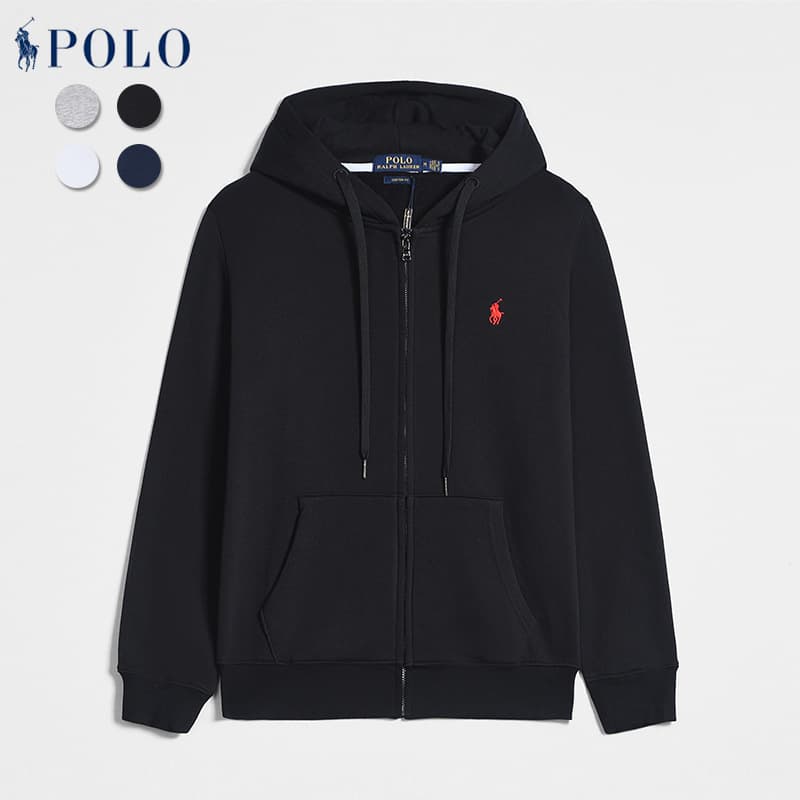 Sweat à capuche décontracté à fermeture éclair et logo poney brodé pour homme de la marque tendance Polo Paul de Laf RL