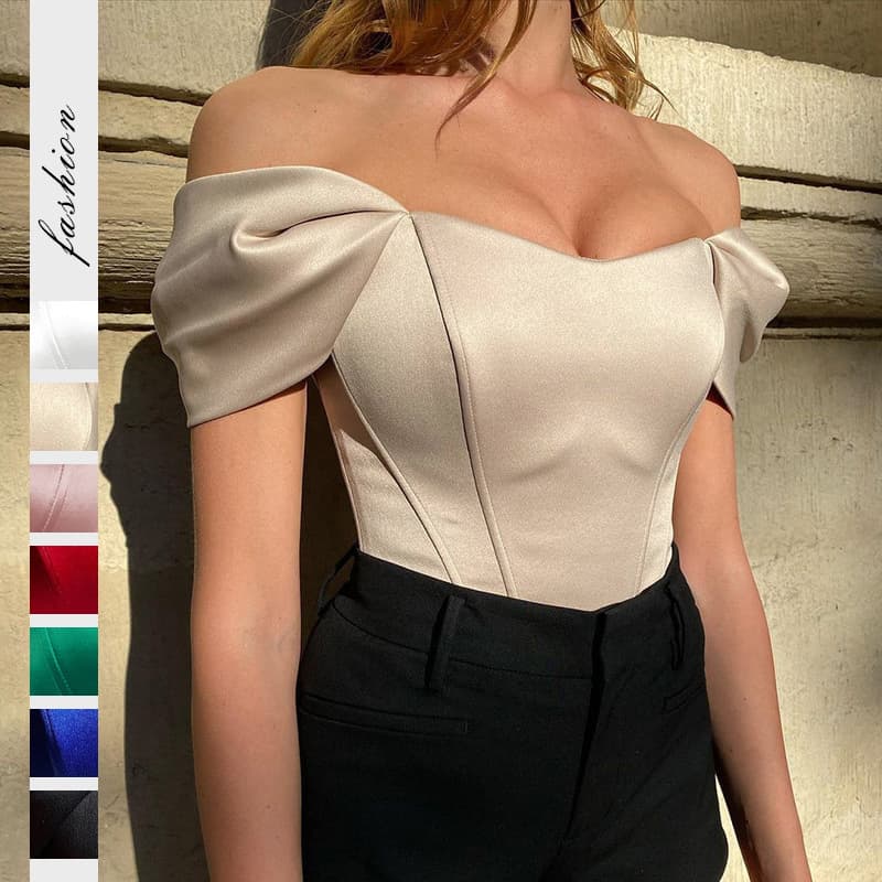 Women's Clothing Waist Tube Vest Satin One Shoulder Top