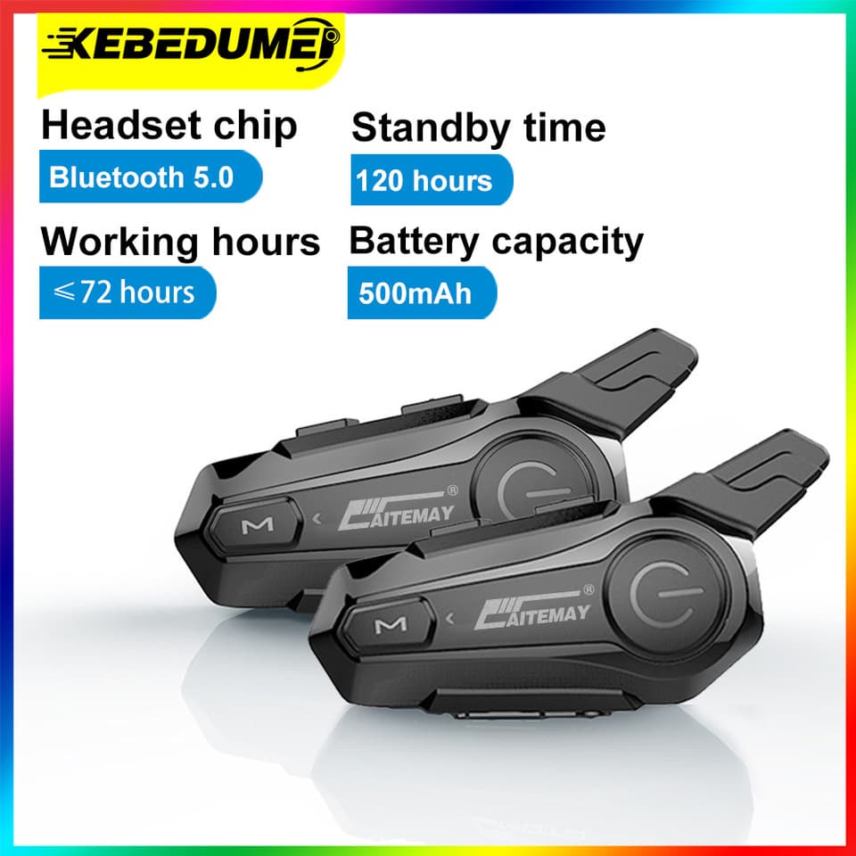 Bluetooth Intercom Motorcycle Helmet Bluetooth Headset 800mAh For 2 Rider Intercomunicador Moto Interphone Headset