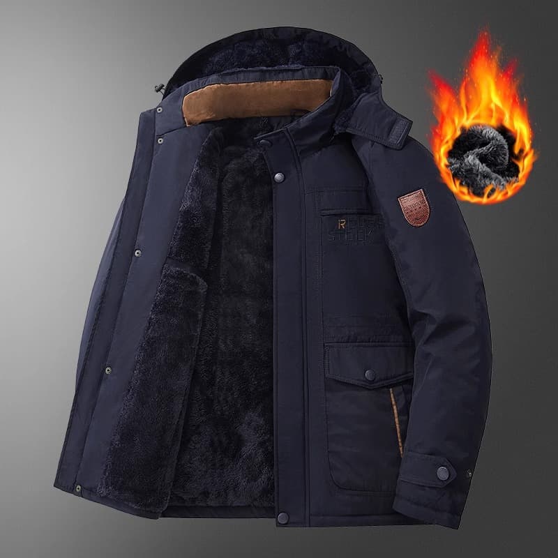 Veste d'hiver matelassée en coton et peau d'agneau épaisse pour homme - Manteau mi-long chaud avec doublure en peluche pour temps froid (noir/gris/blanc)