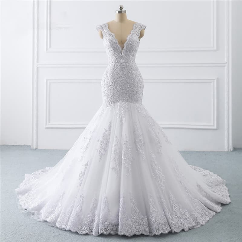Women's light wedding dress spring sexy tail luxury forest style slimming bride