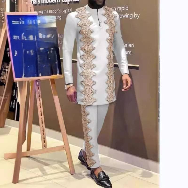 Men's Clothing Hot Suit Folk Style Printing Casual Men's Suit