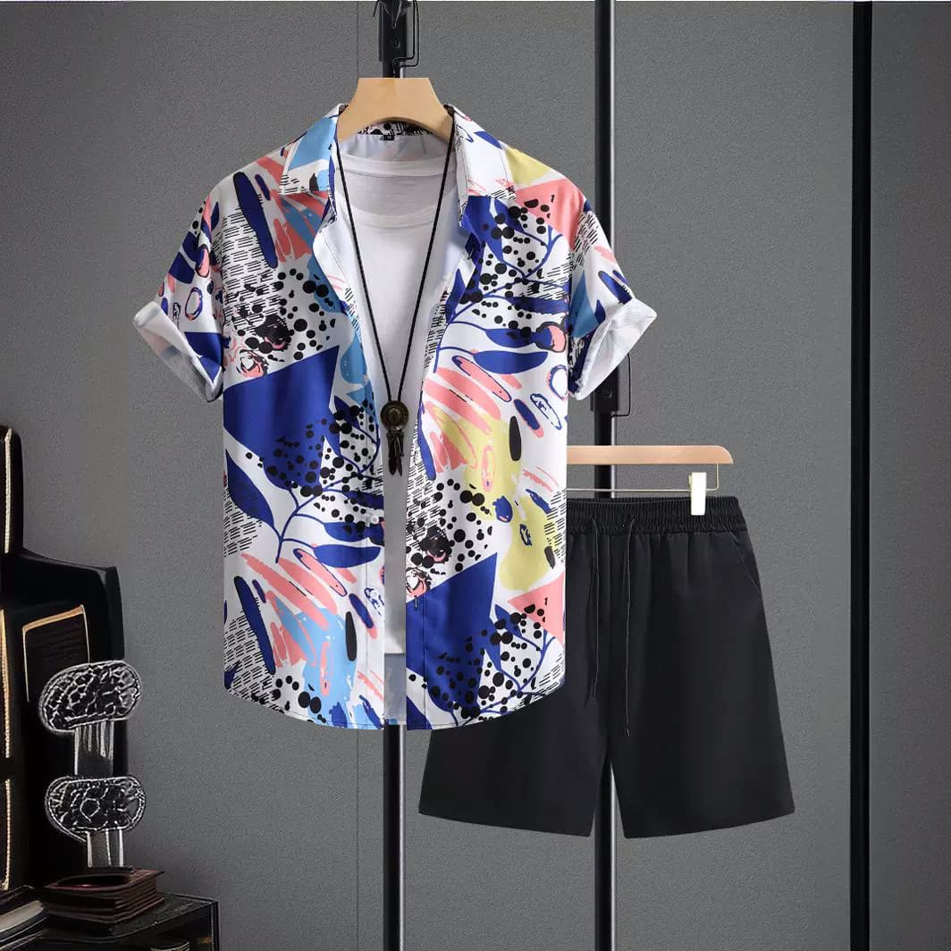 Men's Clothing Short-sleeved Shirt And Shorts Suit Men's Shirt And Pants Summer 2024 New Cross-border Foreign Trade Men's Clothing