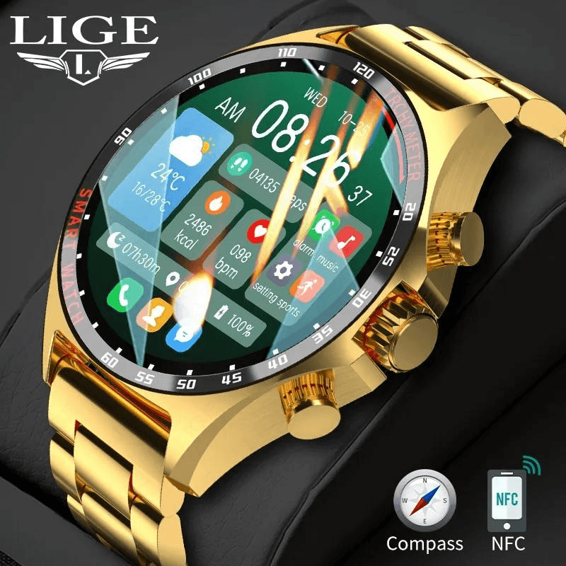 NORTH EDGE GPS Smart Watch for Men with Bluetooth Call Receive/Dial, Fitness Tracker 1.58" HD Full Touch Screen with Heart Rate/Blood Pressure Monitor