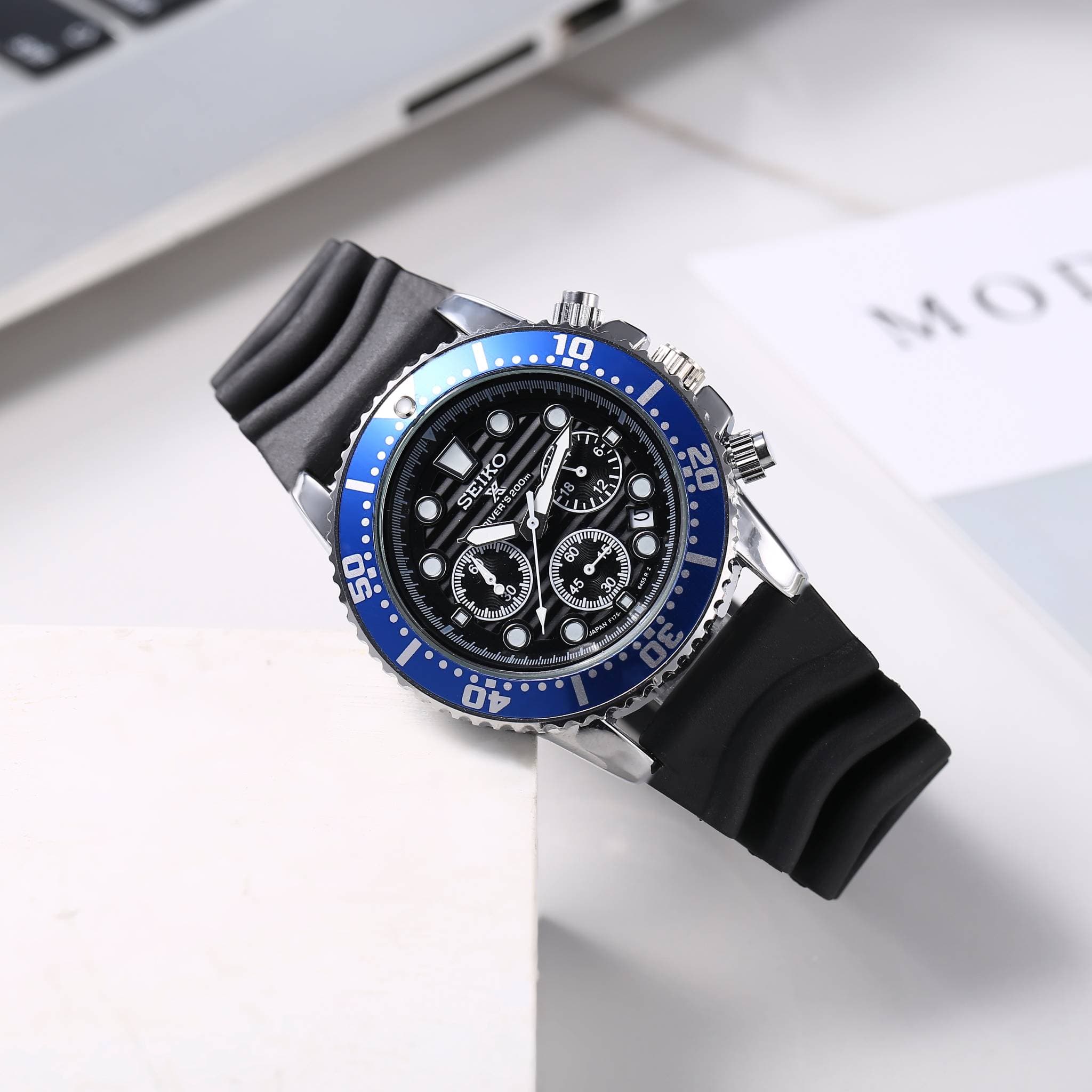 Seiko, fashion custom dial, durable and comfortable silicone strap, birthday gifts, luxury men's quartz watch