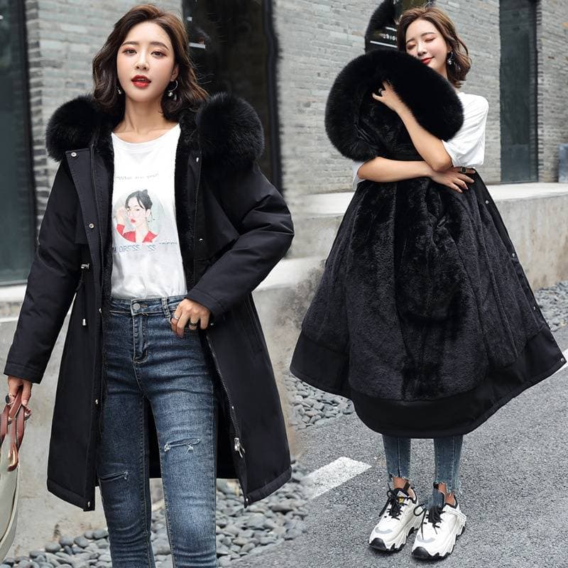 Women's Clothing New style parka plus velvet and thick winter coats cotton jacket