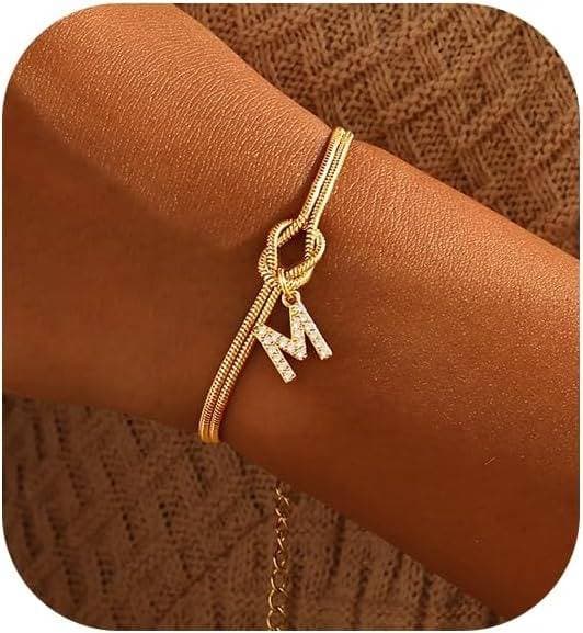 Bracelet en zircon avec 26 lettres, tendance, nœud concentrique, rond, en os de serpent, pour couple, amitié, bijoux de main