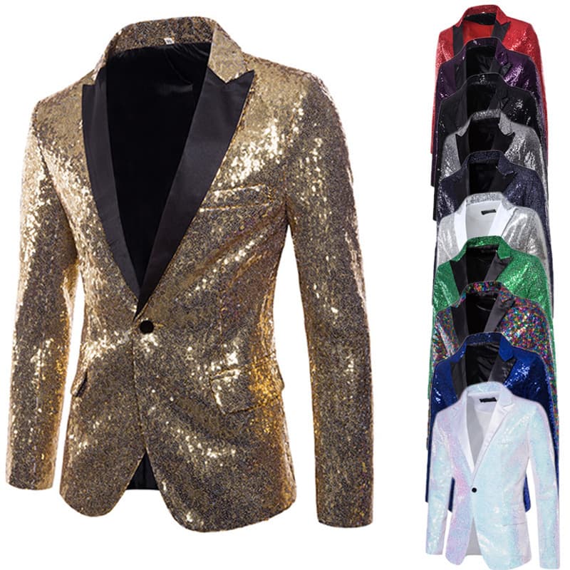 CT Suit Performance Costume Sequin European Size Blazer Nightclub Wear Host Emcee Photo Studio Men's Jacket