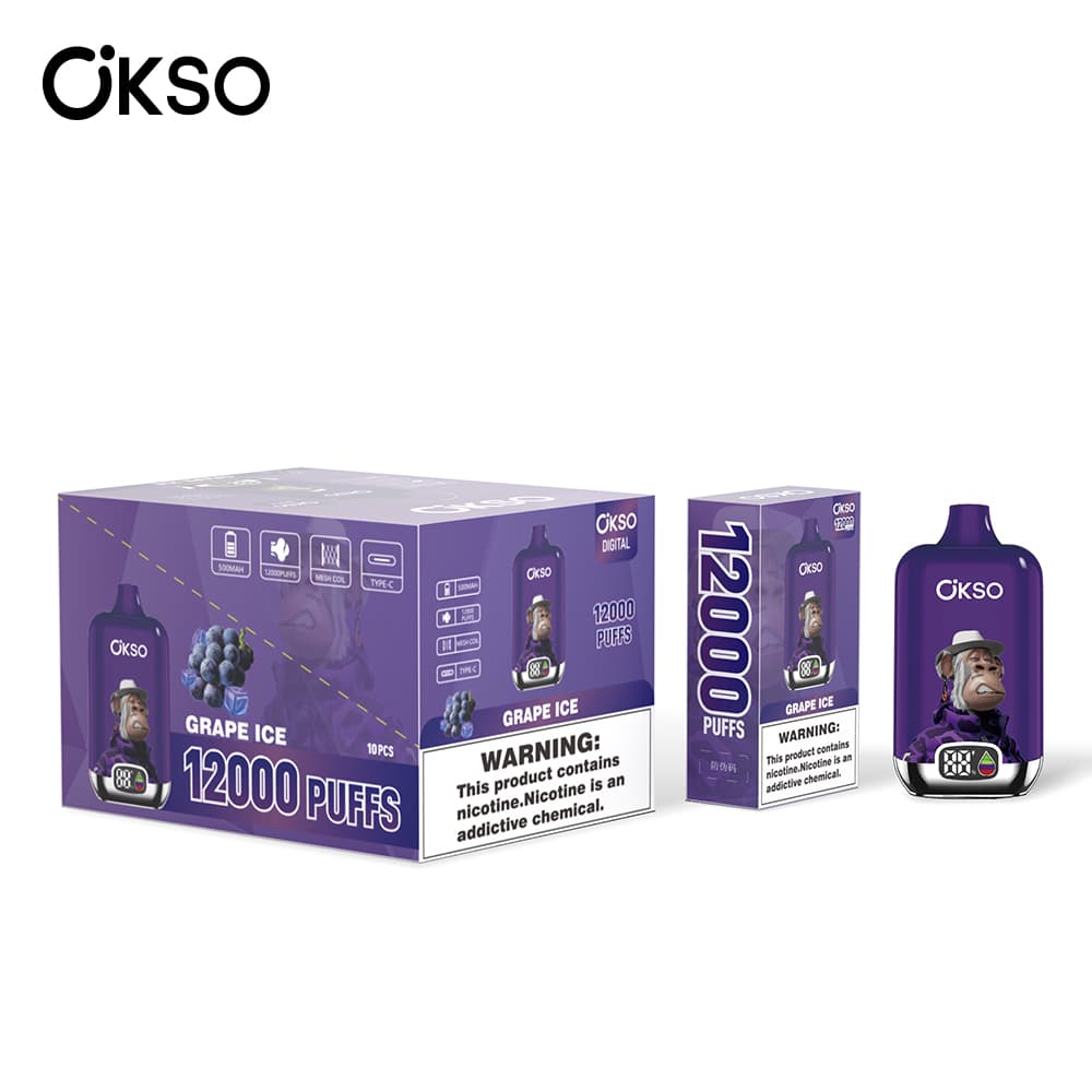 (Mise à niveau du produit ELF BOX 12 000 bouffées - 28 saveurs) Cigarette électronique jetable OKSO Digital 500 mAh, 12 000 bouffées, saveur fr