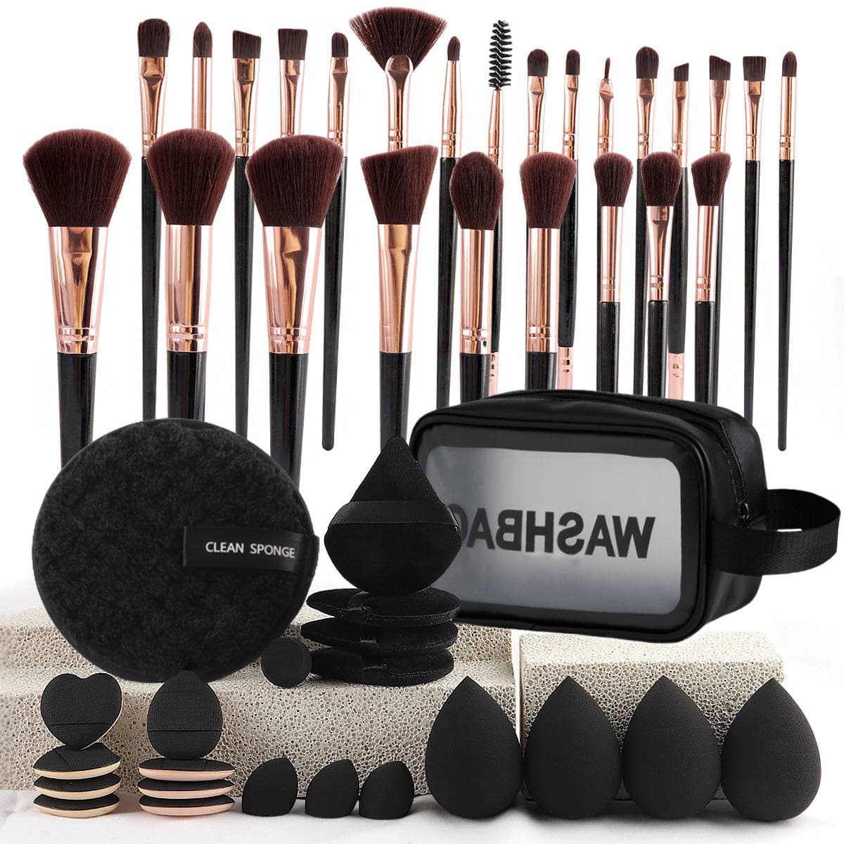 47-piece Beauty Tool Combination 25 Makeup Set Brush Wash Makeup Bag Powder Puff Travel Set