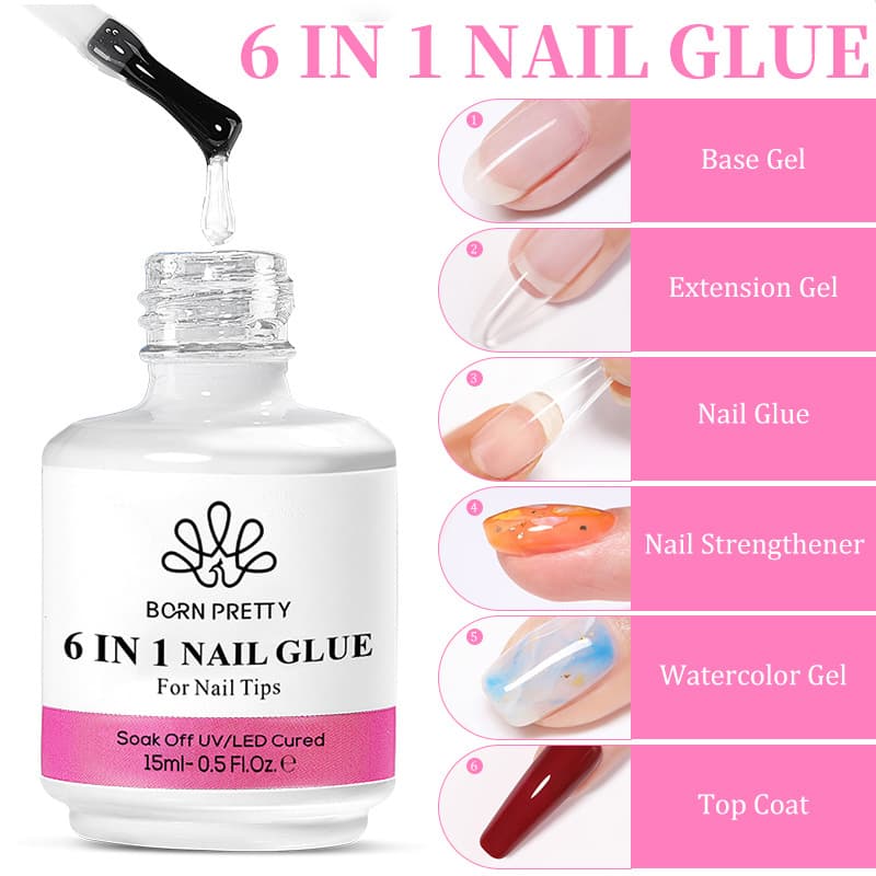 BORN PRETTY Multi-Function Nail Glue - Quick-Dry Rhinestone Adhesive & Nail Tip Extender For Strong Hold, 5g