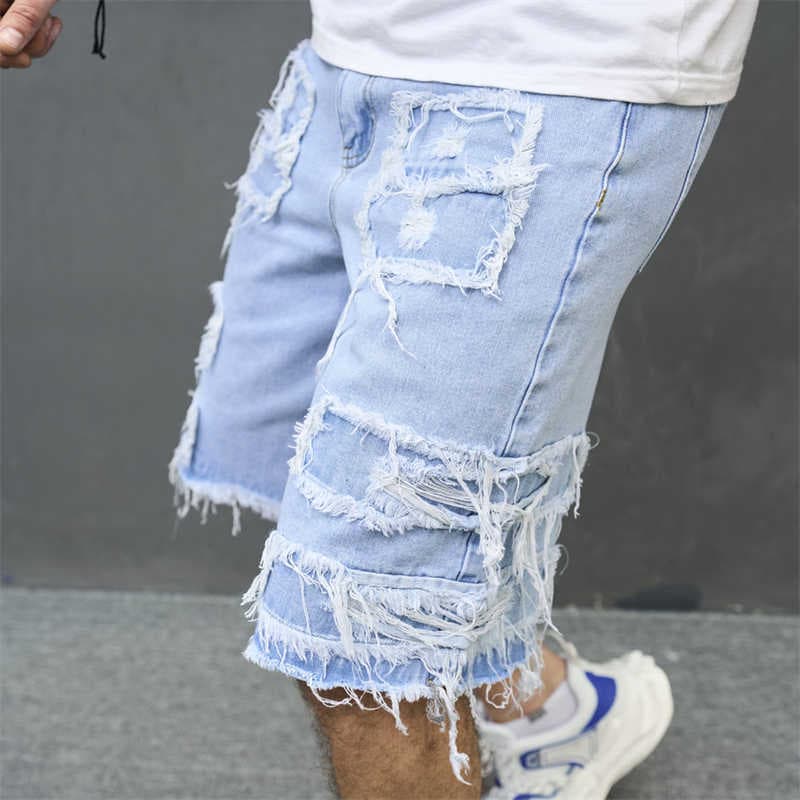 men's casual shorts, New jeans with holes loose fitting trendy , and capris