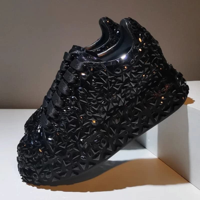 P7 2023 Autumn Spring Leather Women New Style Fashion Platform Ins Platforms Sneakers Tide Shine Bling Rhinestone Shoes