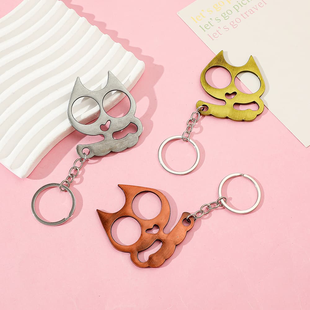 Mini Cartoon Cute Shaking Cat Key Ring Knuckle Wild Cat Keychain Ornament