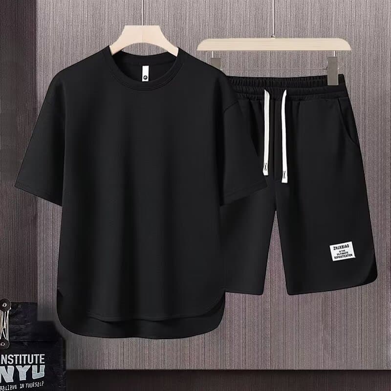 Men's Casual Sports Suit Trendy Brand Loose Simple Short-Sleeved Shorts Men's Wear With a Set Of Handsome Clothes