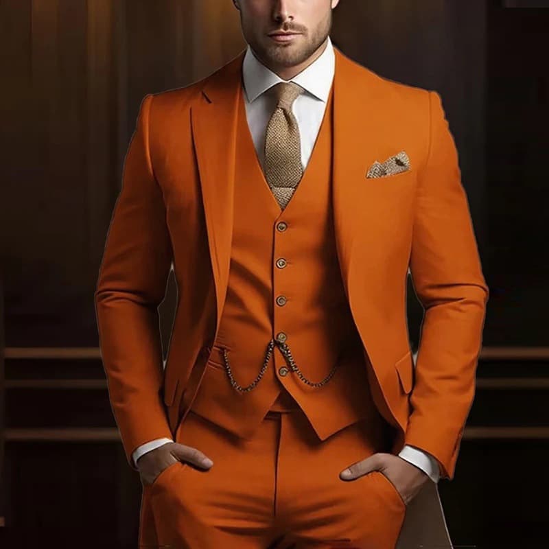 Ensemble de costume 3 pièces premium pour homme - Coupe slim, blazer de mariage et de cérémonie avec gilet et pantalon