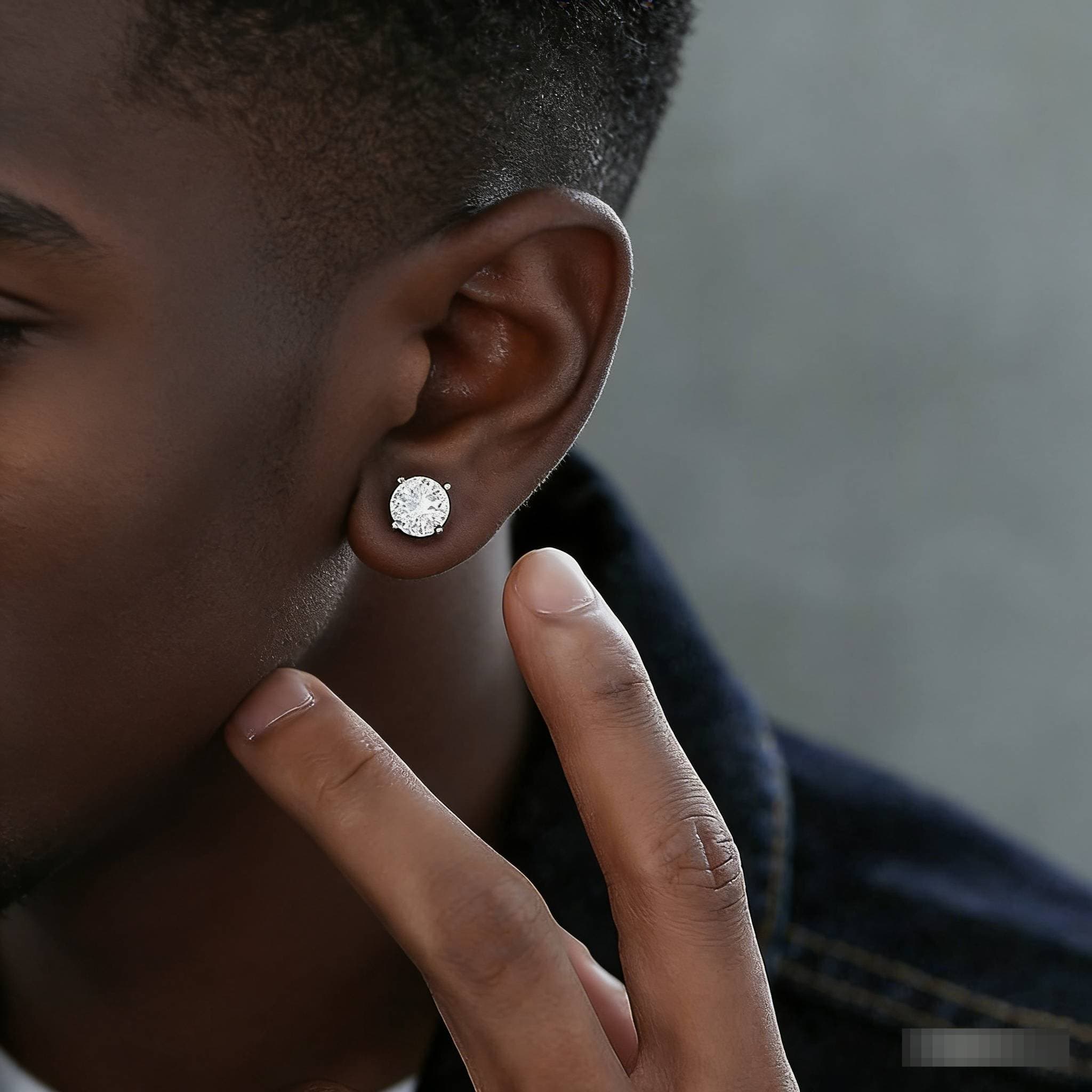 Magnetic Clip-On Earrings For Men, Hypoallergenic Titanium Steel Cubic Zirconia Stud Earrings, Non-Pierced Punk Style Single Earring