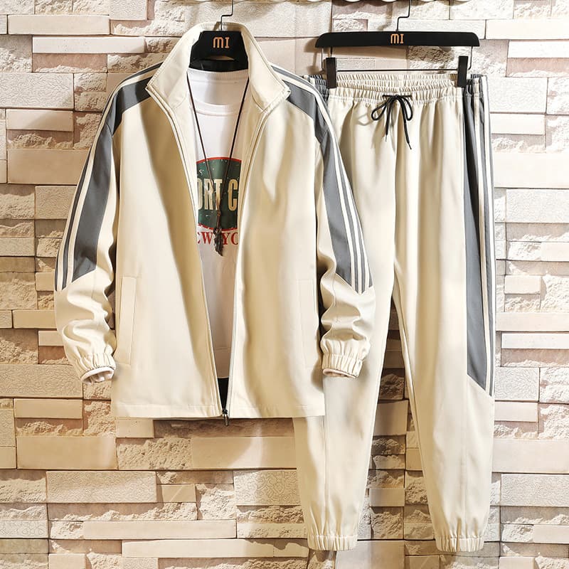 new autumn and winter men's jacket suit style trend tooling fashion jacket set with handsome clothes