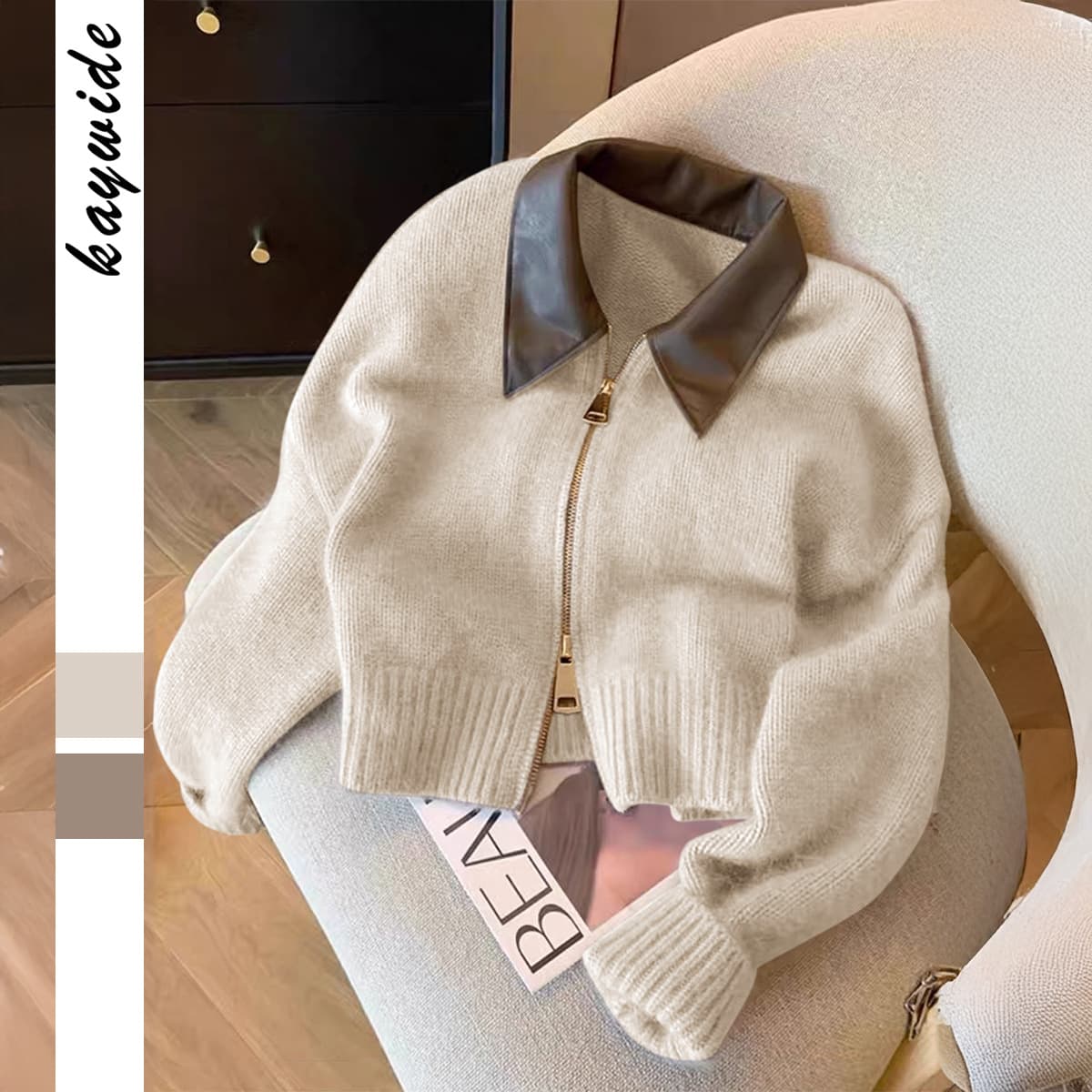 DiYun European American Casual Vacation Versatile Long-sleeve Knitted Top Jacket Women's Clothing 2025 Autumn And Winter