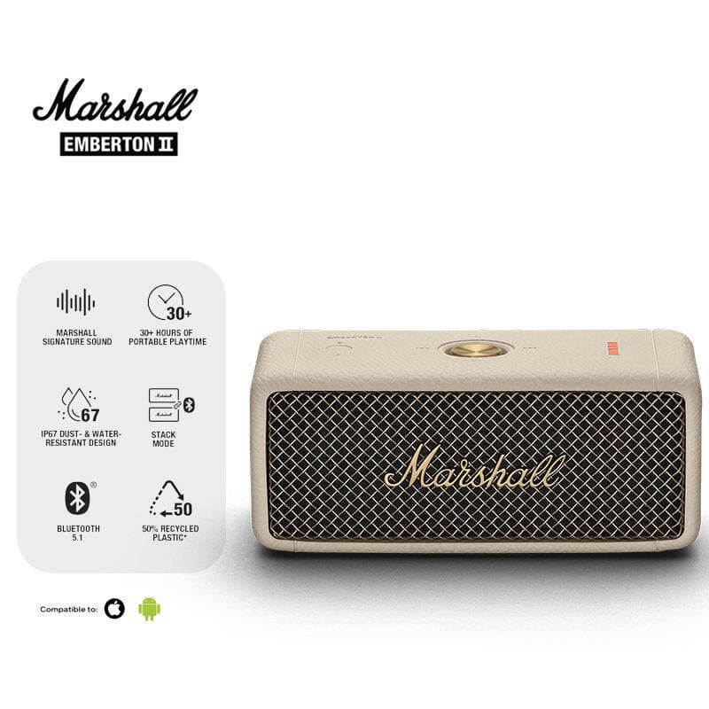Marshall Willen / Emberton II Haut-parleurs Bluetooth sans fil Haut-parleur extérieur portable Hifi Subwoofer Appel mains libres avec microphone
