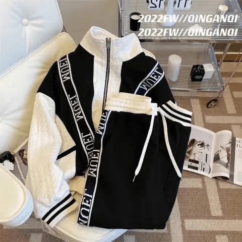 Women's Clothing women's suit new large size loose sweater small sports two piece suit