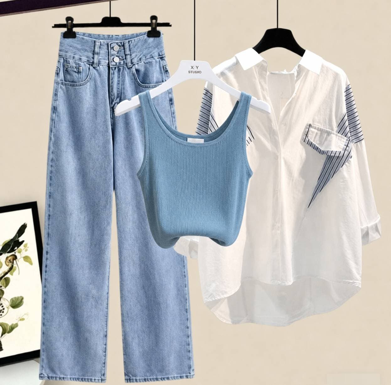 Women's Clothing Summer Suits For Women New Large Size Women's Fashion Sun Protection Clothes Shirt Vest Slim Jeans Three Piece Suit