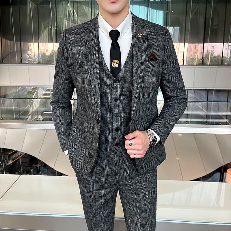 Men's Clothing 2024 New Men's Clothing Spring Men's Casual Suits Korean Style Slim Three-piece Small Suits Formal Dresses Wholesale