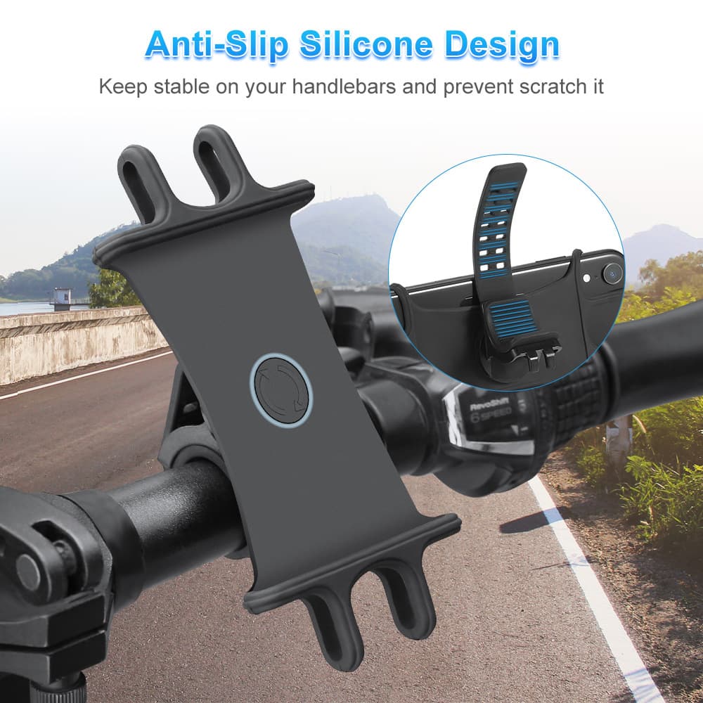 Bicycle mobile phone holder, creative silicone binding fixation for mountain motorcycle electric bike holder