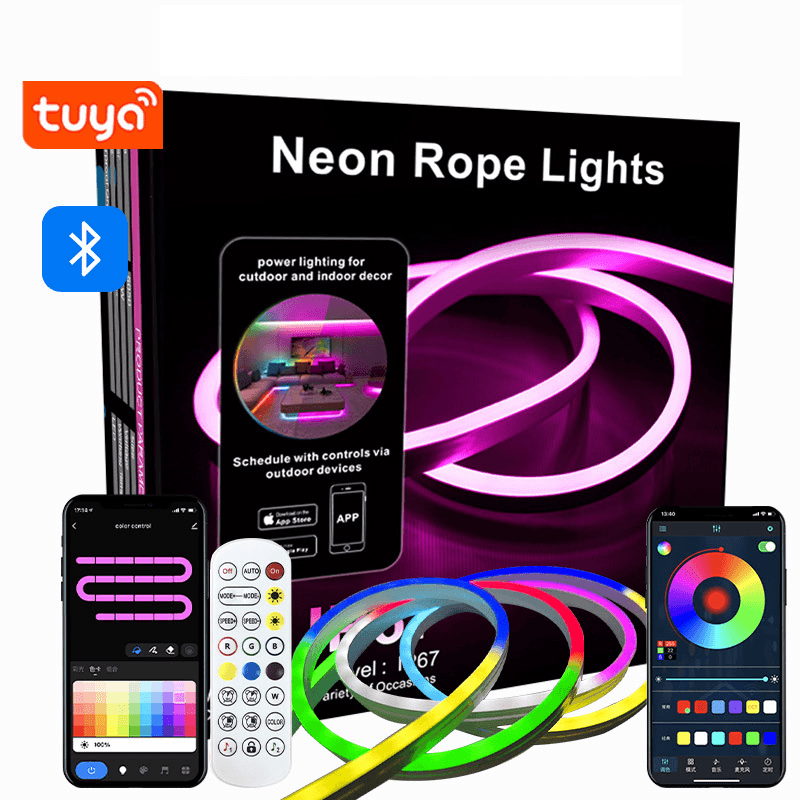 Home Furniture Tuya Wifi Bluetooth Colorful Neon Light Music Light With Usb Flexible Silicone Diy Shape Smart Marquee