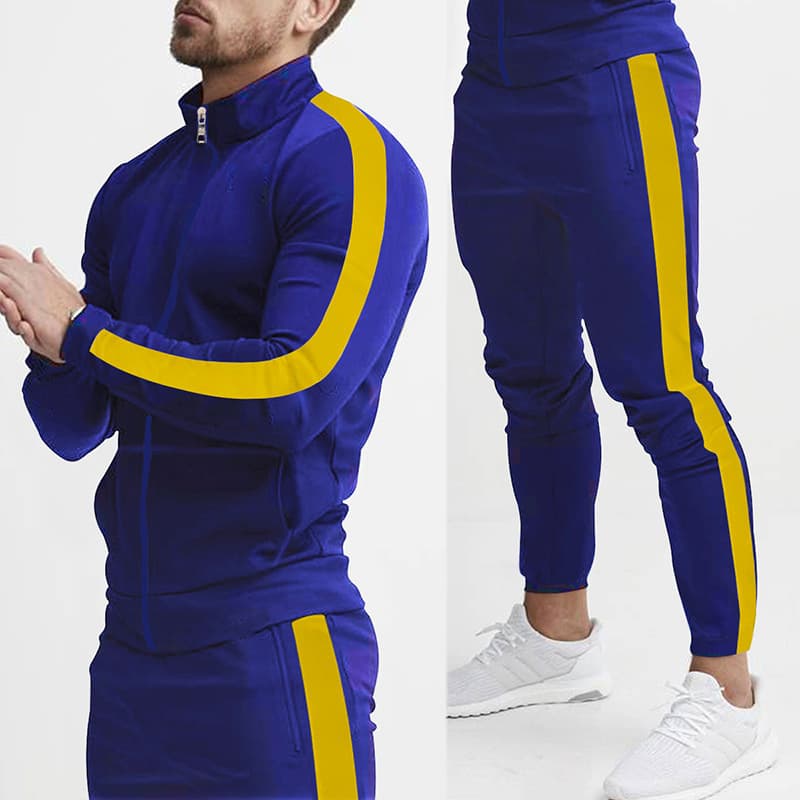 Men's Clothing autumn and winter new casual men's sports suits, color matching men's suits, casual suits with hoodies, sports
