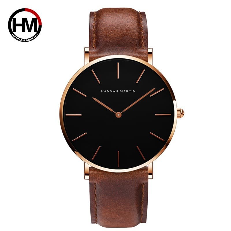 Men's Casual Quartz Watch With Japanese Movement, 40mm Stainless Steel Case, PU Leather Strap, Water Resistant, Minimalist Design