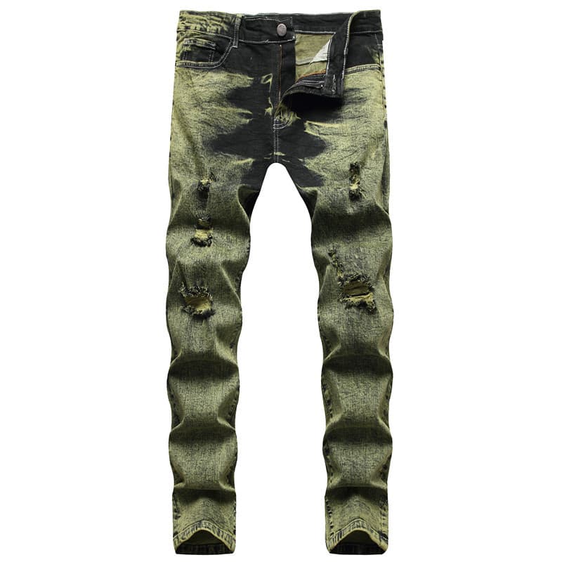 New Stretch Jeans Slim Fit Straight Leg Ripped Men's Pants