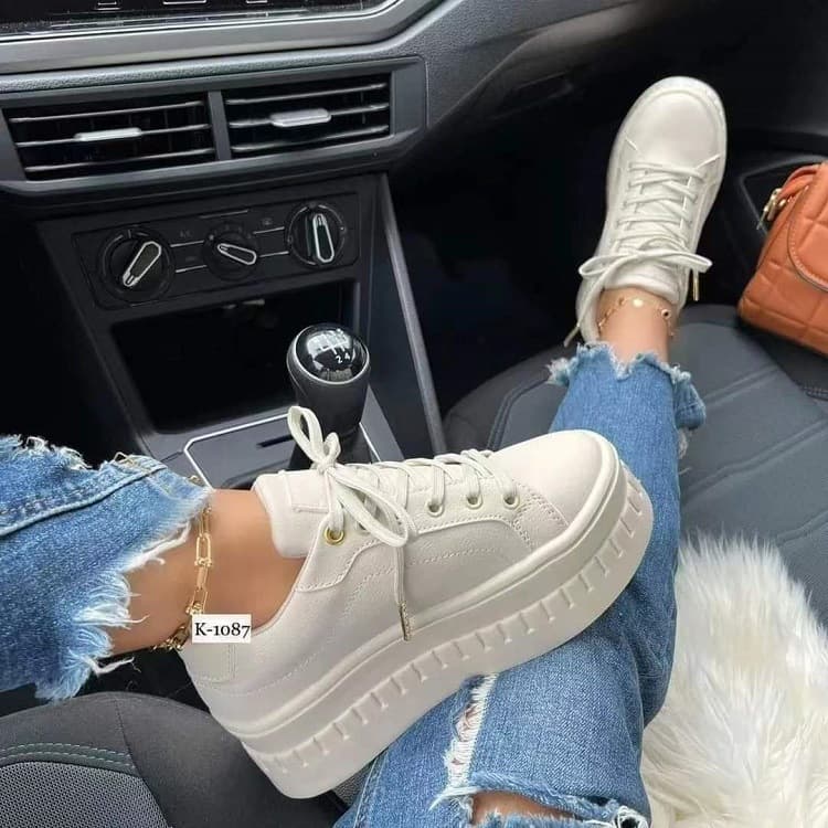 Chaussures de commerce extérieur européennes et américaines, nouvelles chaussures simples à semelle épaisse, grande taille, à lacets, blanches,