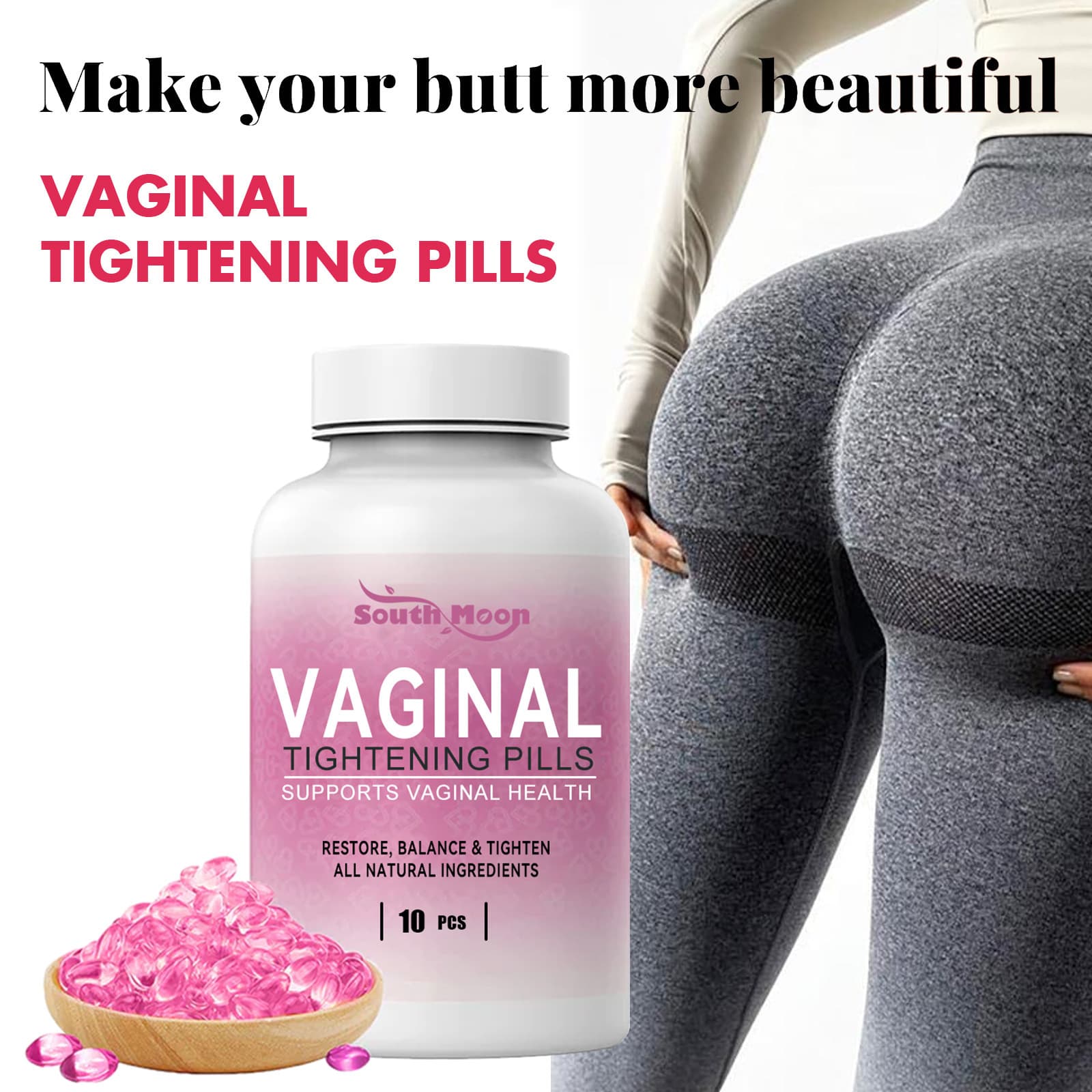 South Moon Hip Lifting Capsule Shapes Peach Hips, Moisturizes cares for buttocks, highlighting curves of body and