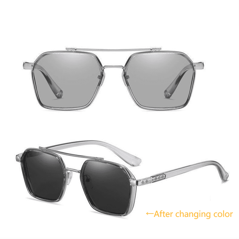 Unisex Sunglasses men smart color-changing polarizing retro double beam day and night dual use trend driving UV protection