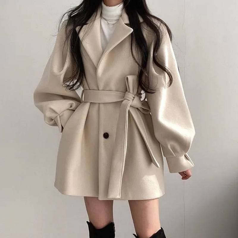 Women's Clothing winter wear trendy warm medium-length small windbreaker woolen coat