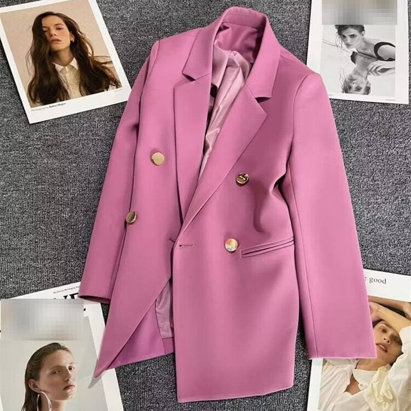 Women's Blazer Jacket – Korean Style Double-Breasted Slim Fit Suit Coat For Spring/Fall (S-3XL)