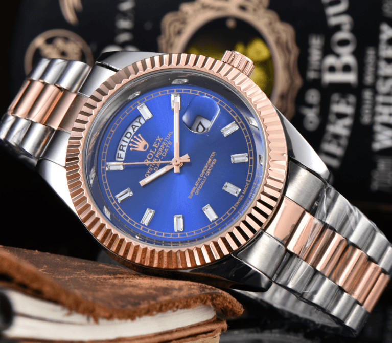 Montre de luxe pour homme, bracelet en acier, style business, double date, collection Executive.