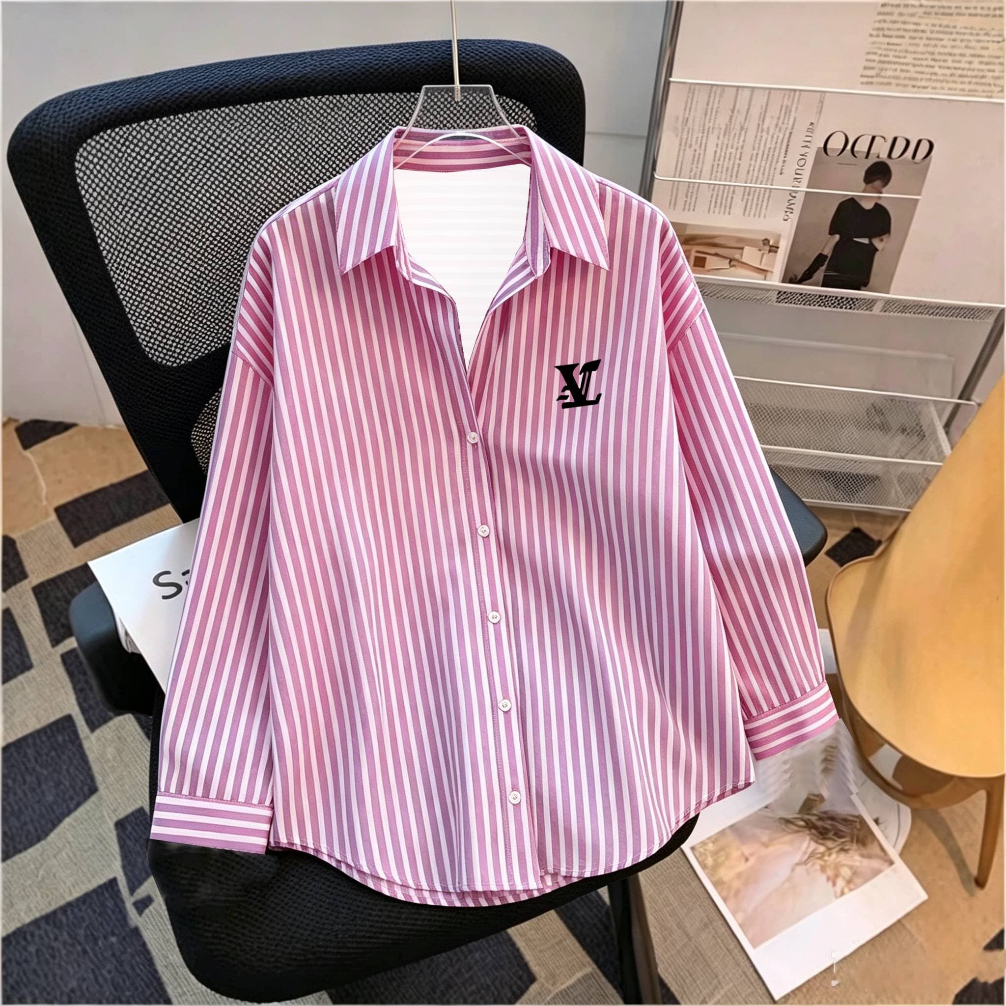 Chemise rayée à manches longues pour femme, printemps/été, coupe ample, haut polyvalent, imprimé style anglais, blouse élégante et tendance