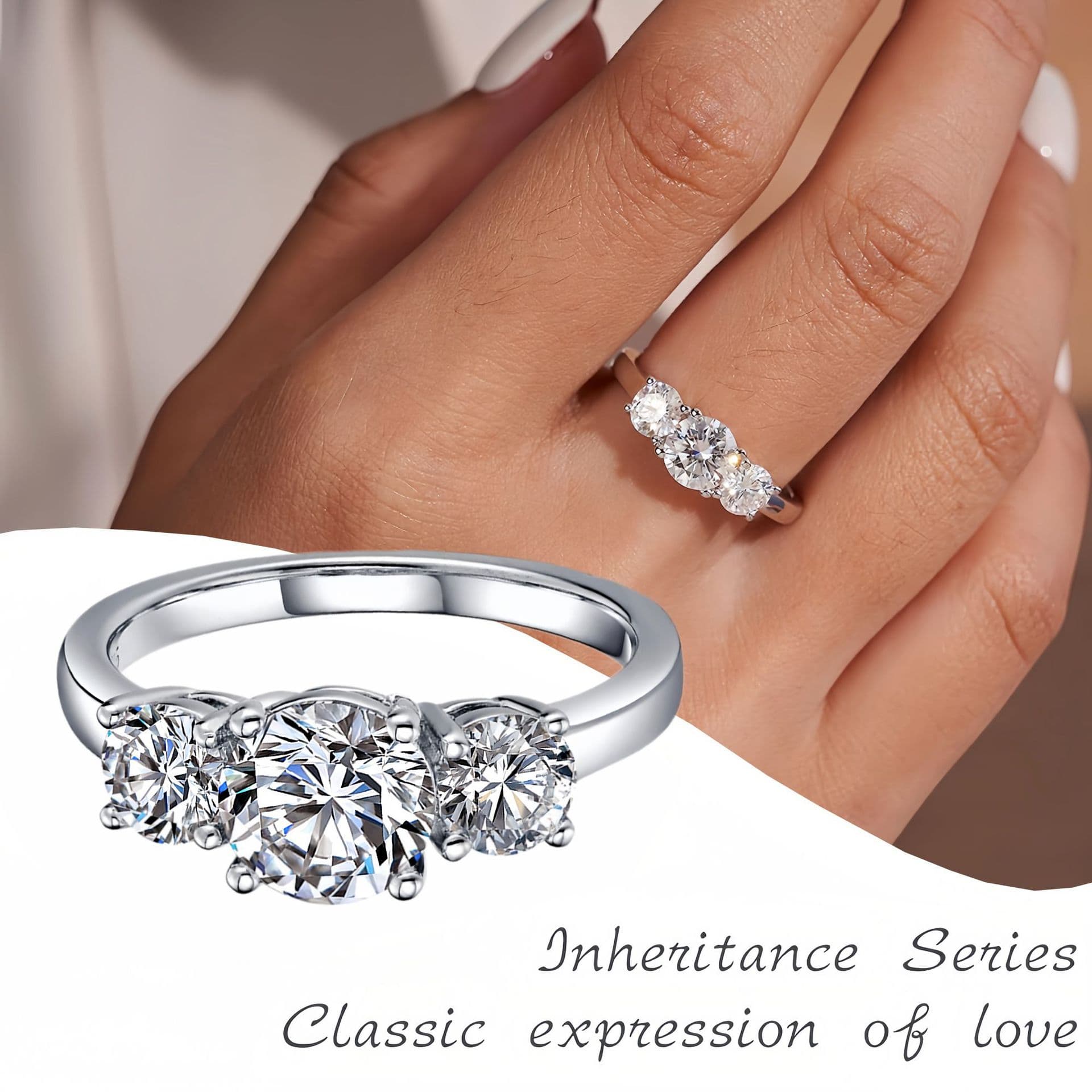 Lives Three Worlds Diamond 1 Carat Stackable Ring For Women Simple Fashion Versatile High-end Feel