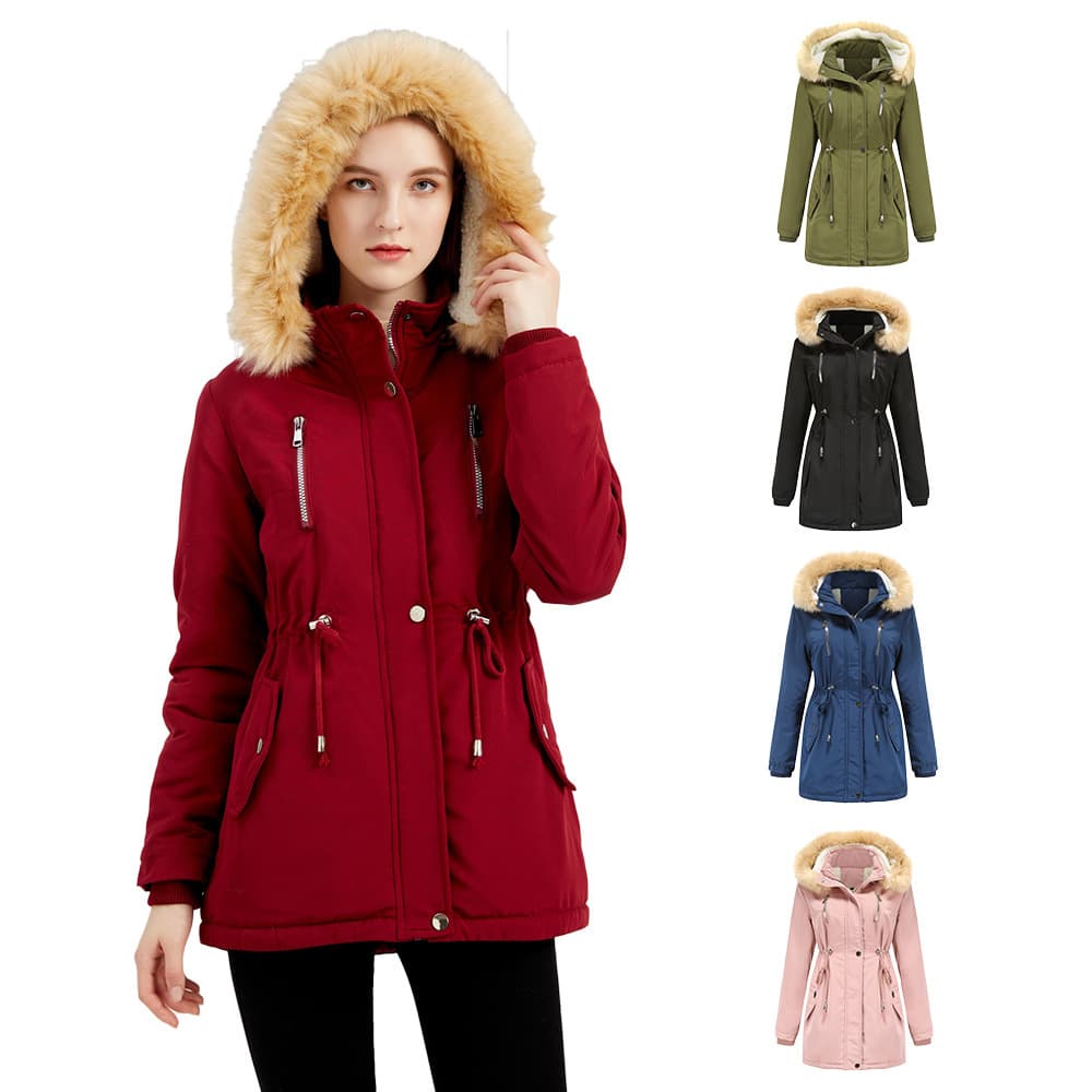 Women's autumn and winter cross-border women's padded lambswool cotton-padded loose coat